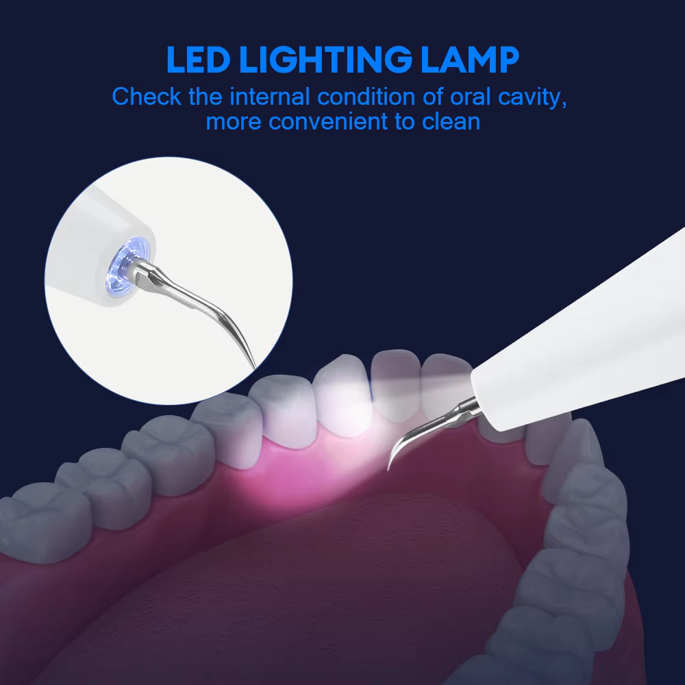 Ultrasonic Electric Dental Calculus Remover & Teeth Whitening Plaque Scaler with LED Light