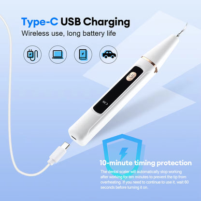 Ultrasonic Electric Dental Calculus Remover & Teeth Whitening Plaque Scaler with LED Light
